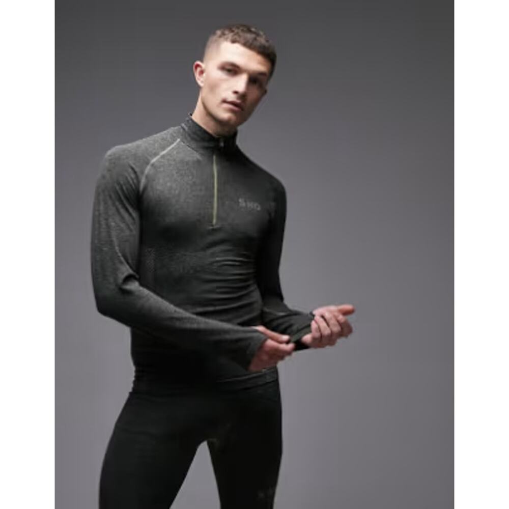 New ~ TOPSHOP SNO Men's Gray Long Sleeve Seamless Ski Base Layer Top Size L/XL